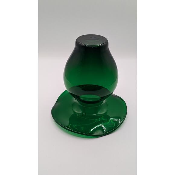 Vintage Wide Rim Green Glass Blown Vase. 7" tall - Picture 4 of 6